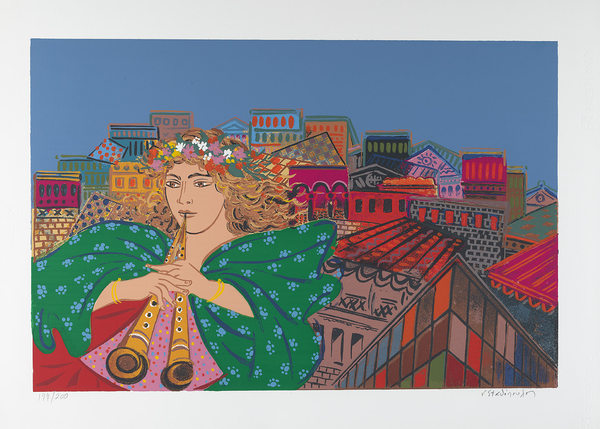 Woman with double flute