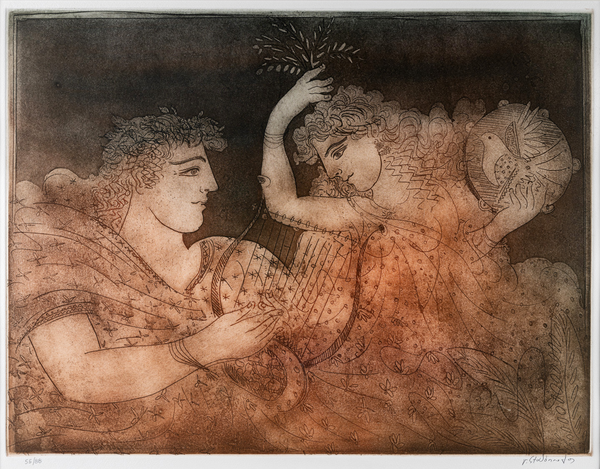 Γ Σταθόπουλος χαλκογραφία 50x64