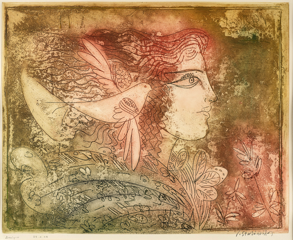 Γ Σταθόπουλος χαλκογραφία 47x57