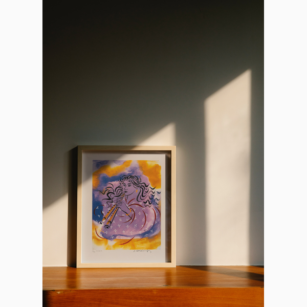 Woman with double flute