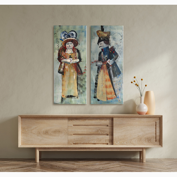 The soldier and his wife. Diptych