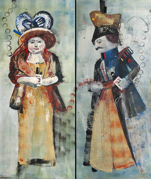 The soldier and his wife. Diptych