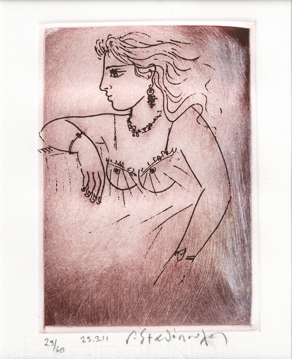 Χαλκογραφία Σταθόπουλος Γιώργος "Γυναίκα" 10x14