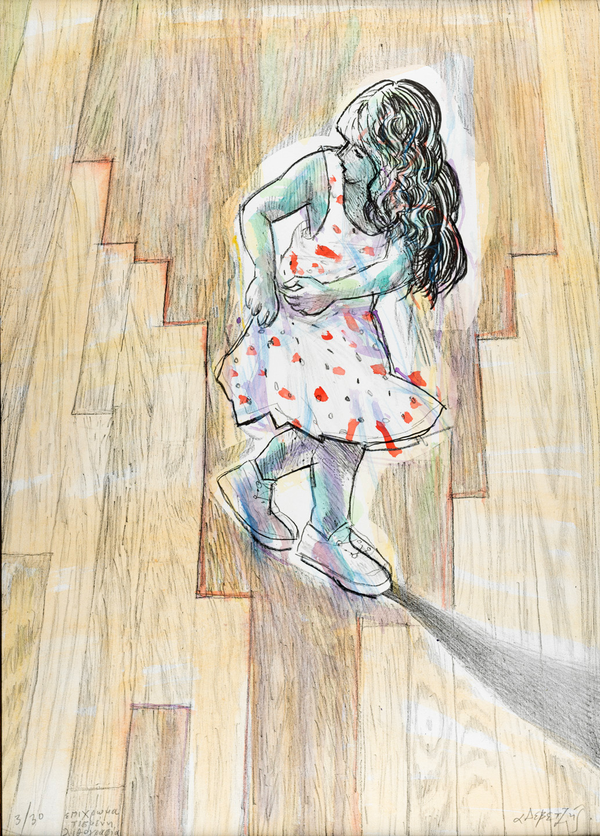 Λιθογραφία επιχρωματισμένη Δεβετζής Αντρέας 50x70